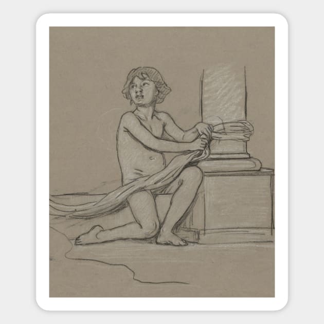 Study for Young Boy Crouching Next to Column by Elihu Vedder Magnet by Classic Art Stall